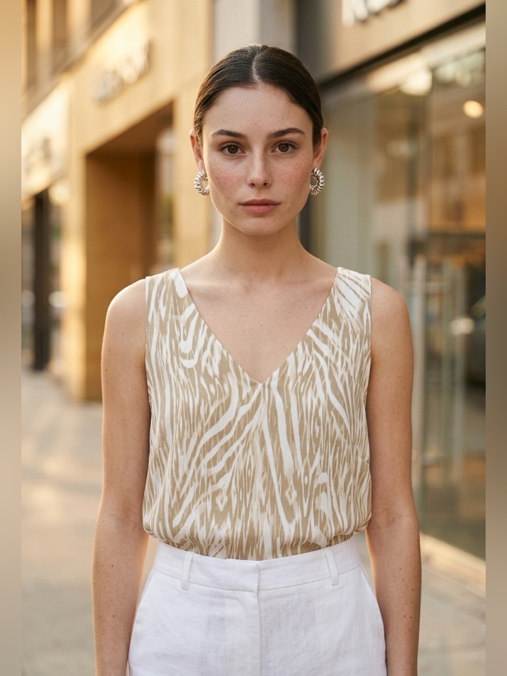 The Limited by The Lexi Sleeveless V-Neck Zebra Top - Size Medium
